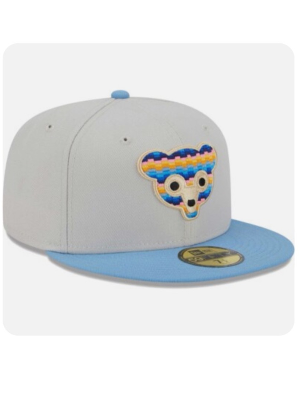 CHICAGO CUBS NEW ERA 59FIFTY BEACHFRONT FITTED HAT CAP STONE LIGHT SKY BABY BLUE